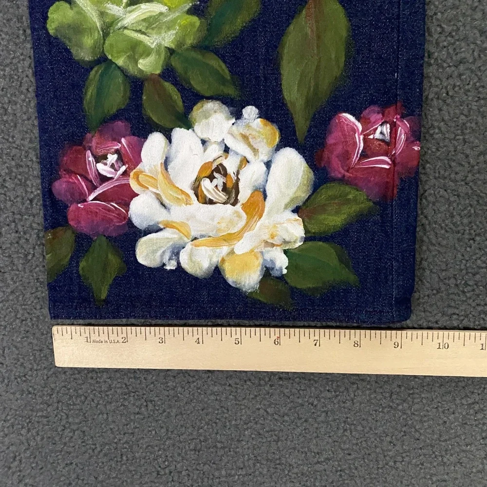 Vintage Y2K Mandalay Jeans size 4 Flare Bootcut Hand Painted Flowers Boho NEW - Picture 11 of 12
